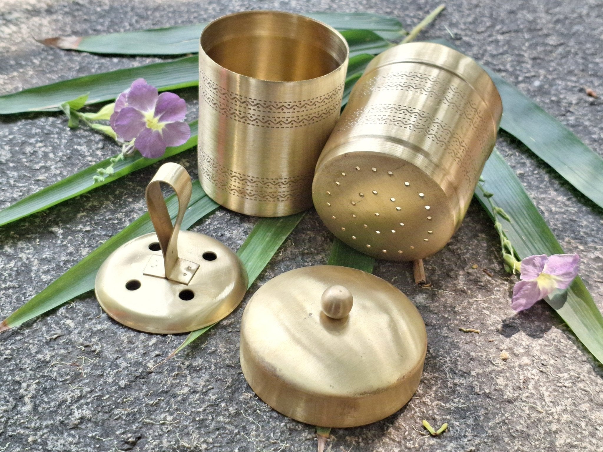 Brass Coffee Filter | Traditional Indian Coffee Brewing Accessory – Kitchen Tools on Brown Living™. SKU: BCFI. Img 2.