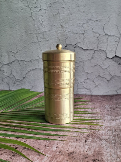 Brass Coffee Filter | Traditional Indian Coffee Brewing Accessory – Kitchen Tools on Brown Living™. SKU: BCFI. Img 3.