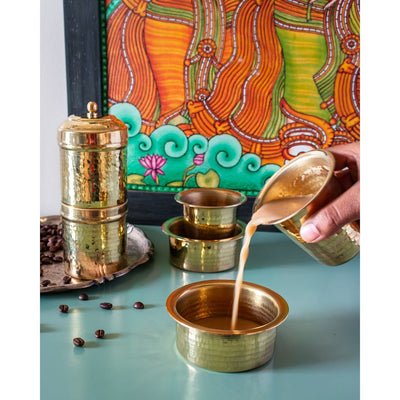 Brass Coffee Set | Traditional Heritage Drinkware Set – Kitchen Tools on Brown Living™. SKU: ANTBHCSHKG. Img 5.