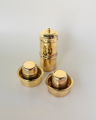 Brass Coffee Set | Traditional Heritage Drinkware Set – Kitchen Tools on Brown Living™. SKU: ANTBHCSHKG. Img 5.