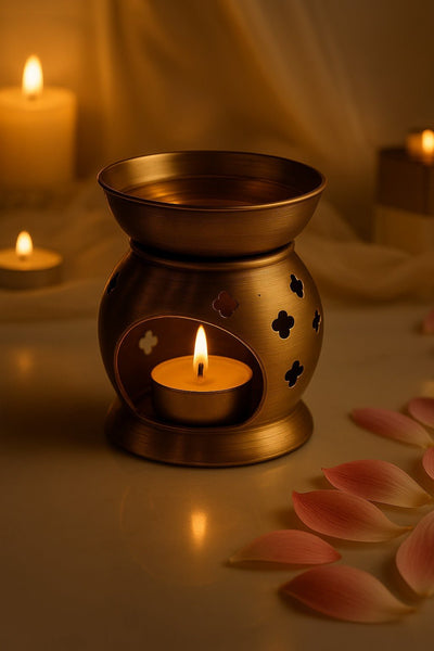 Brass Diffuser Gift Set with 4 Scented Beeswax Melts – Gift on Brown Living™. SKU: SN2535. Img 5.