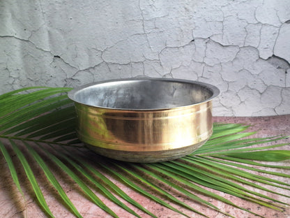 Brass Kadai Sarvam Pot | Traditional Indian Brass Cookware – Kitchen Tools on Brown Living™. SKU: BS3. Img 1.