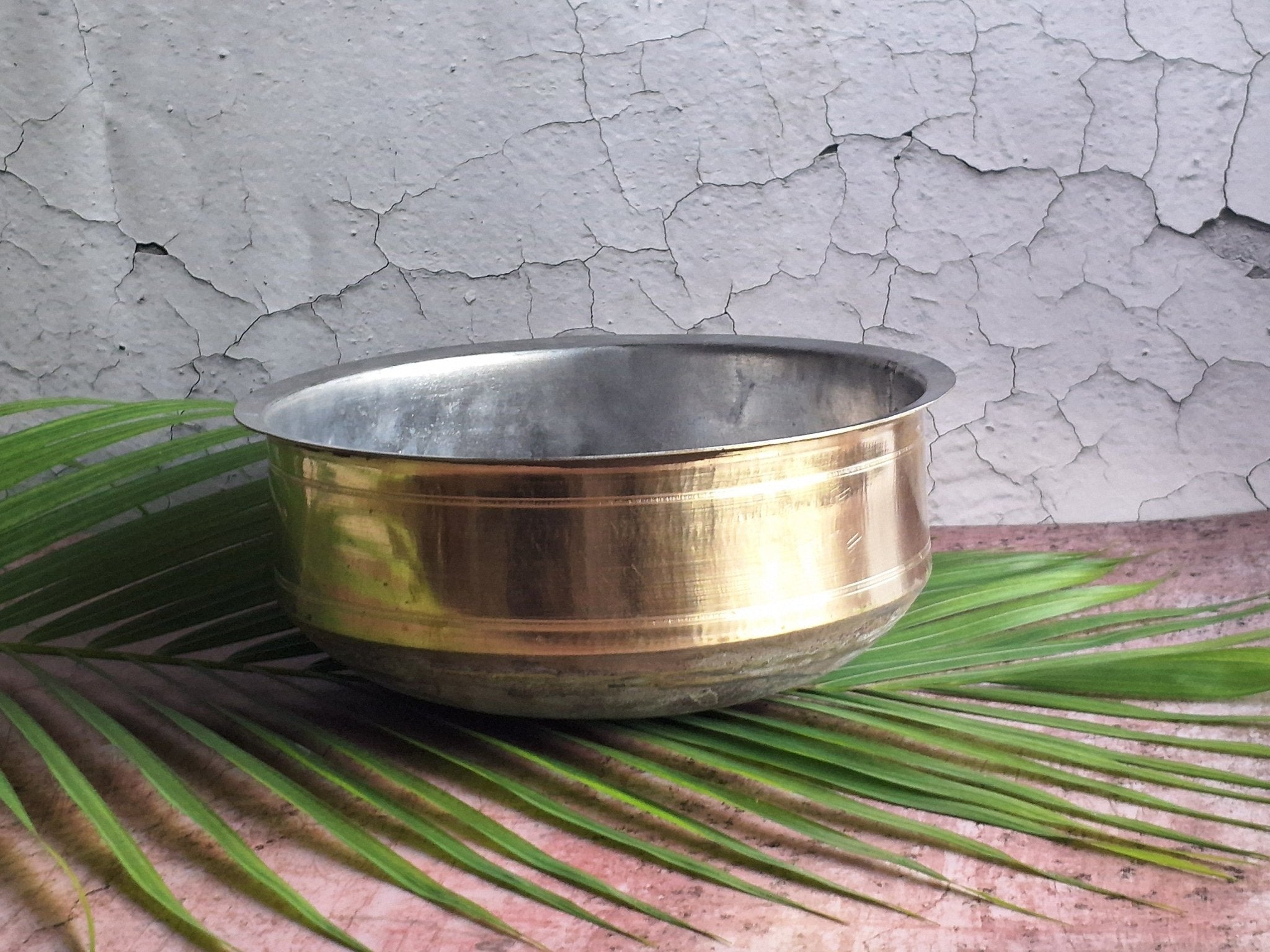 Brass Kadai Sarvam Pot | Traditional Indian Brass Cookware – Kitchen Tools on Brown Living™. SKU: BS3. Img 3.