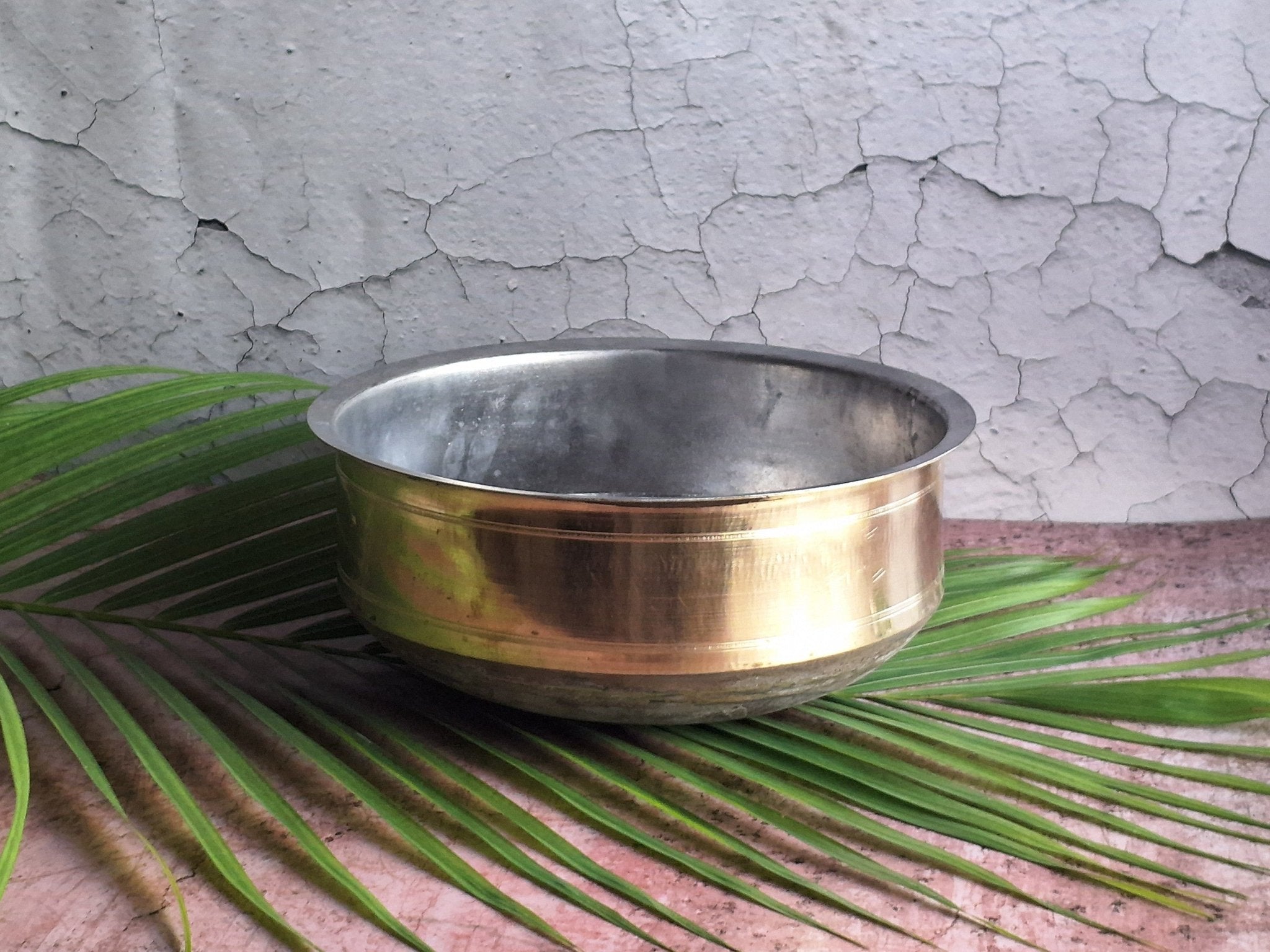 Brass Kadai Sarvam Pot | Traditional Indian Brass Cookware – Kitchen Tools on Brown Living™. SKU: BS3. Img 2.