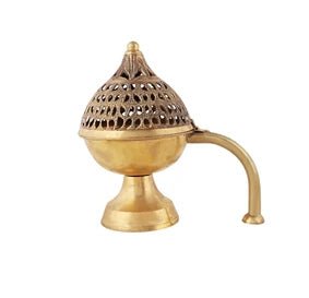 Brass Loban Burner for Home & Temple | Large Incense Burner – Home Decor on Brown Living™. SKU: 011. Img 3.