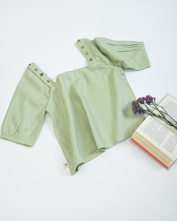 Breathable Hemp Top with Adjustable Sleeves | Pistachio | Verified Sustainable by Brown Living™