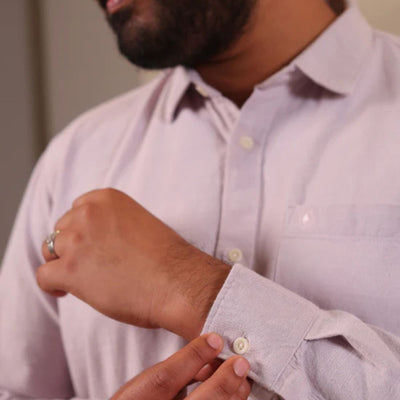 Breeze Hemp Shirt – Eco - Friendly Hemp Shirt in Lilac Tone – Mens Shirt on Brown Living™. SKU: HP - LC - F - S. Img 6.