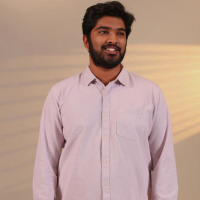 Breeze Hemp Shirt – Eco - Friendly Hemp Shirt in Lilac Tone – Mens Shirt on Brown Living™. SKU: HP - LC - F - S. Img 2.