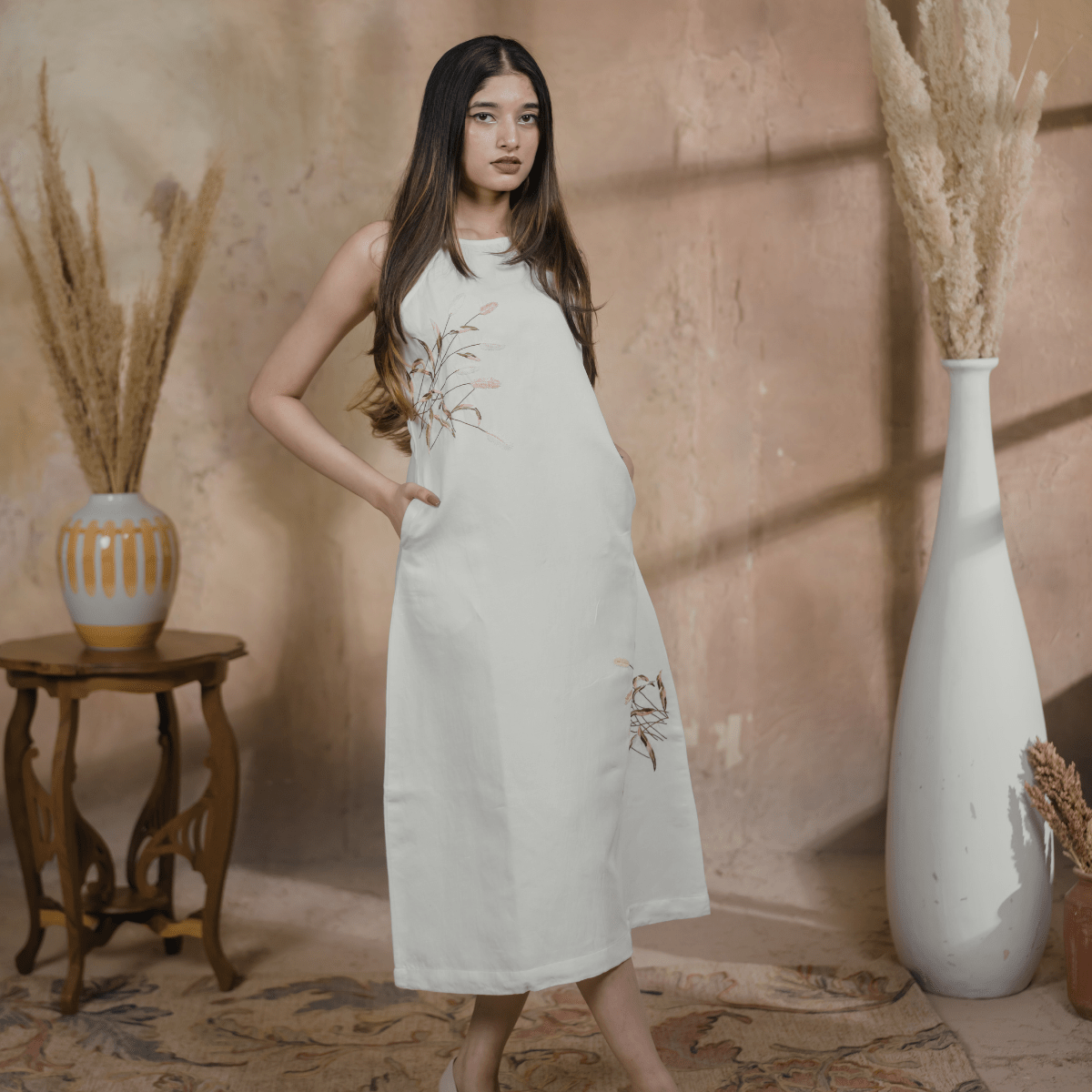 Breeze Line Dress – Lightweight Elegant Dress for Everyday Style – Womens Dress on Brown Living™. SKU: Aayu02. Img 5.