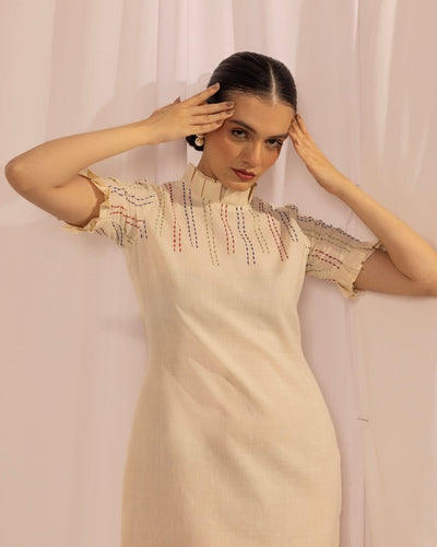 Breezy Summer Cotton Pleated Midi Dress – Womens Dress on Brown Living™. SKU: HOA - KAN - 108. Img 1.