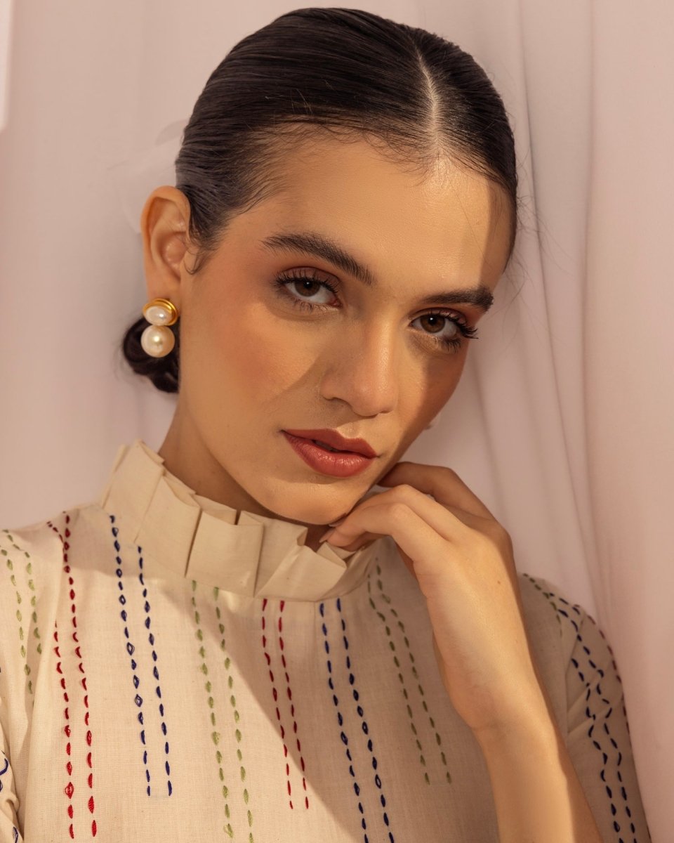 Breezy Summer Cotton Pleated Midi Dress – Womens Dress by House Of Ara available on Brown Living™. . SKU: HOA - KAN - 108. Img 2.