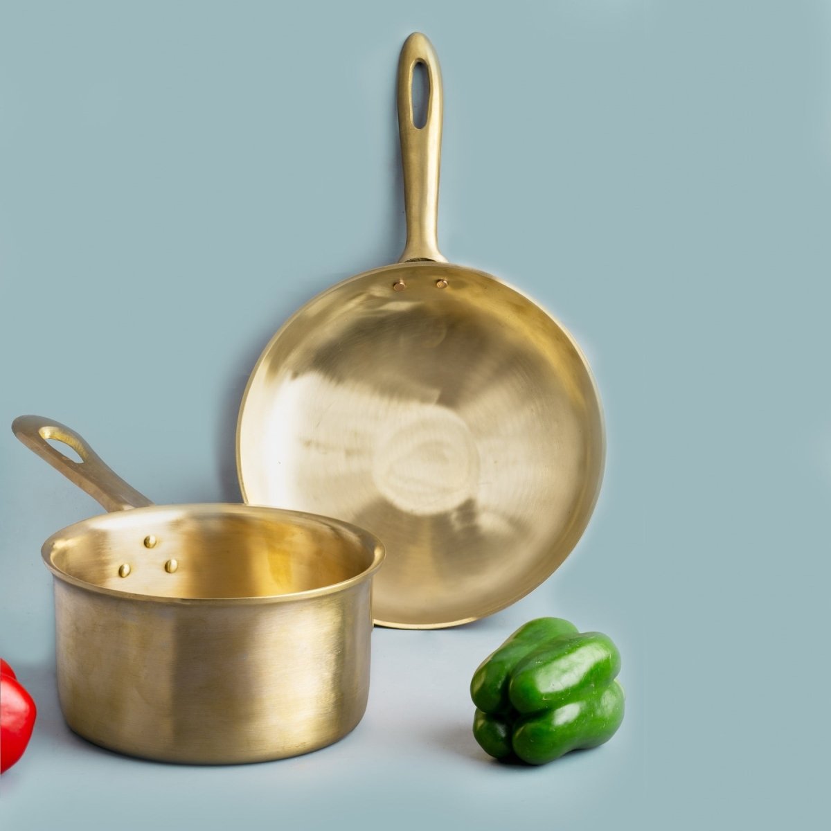 Bronze/ Kansa Handmade Combo (Saucepan + Sautépan) | Verified Sustainable by Brown Living™