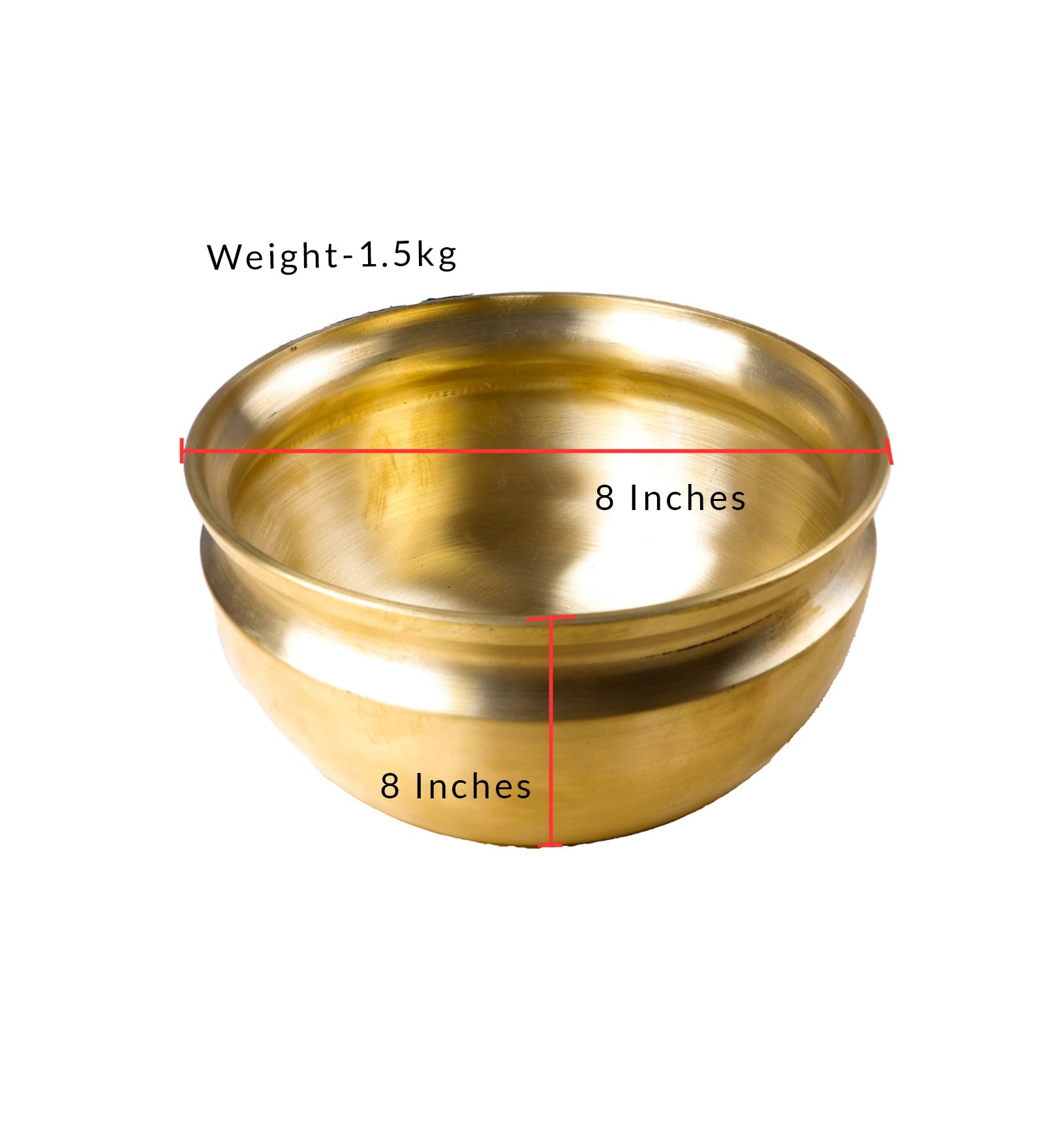 Bronze Pana/Vengala Chatti 8 inch – Cookware on Brown Living™. SKU: Bronze-Pana-1500g-packof1. Img 3.
