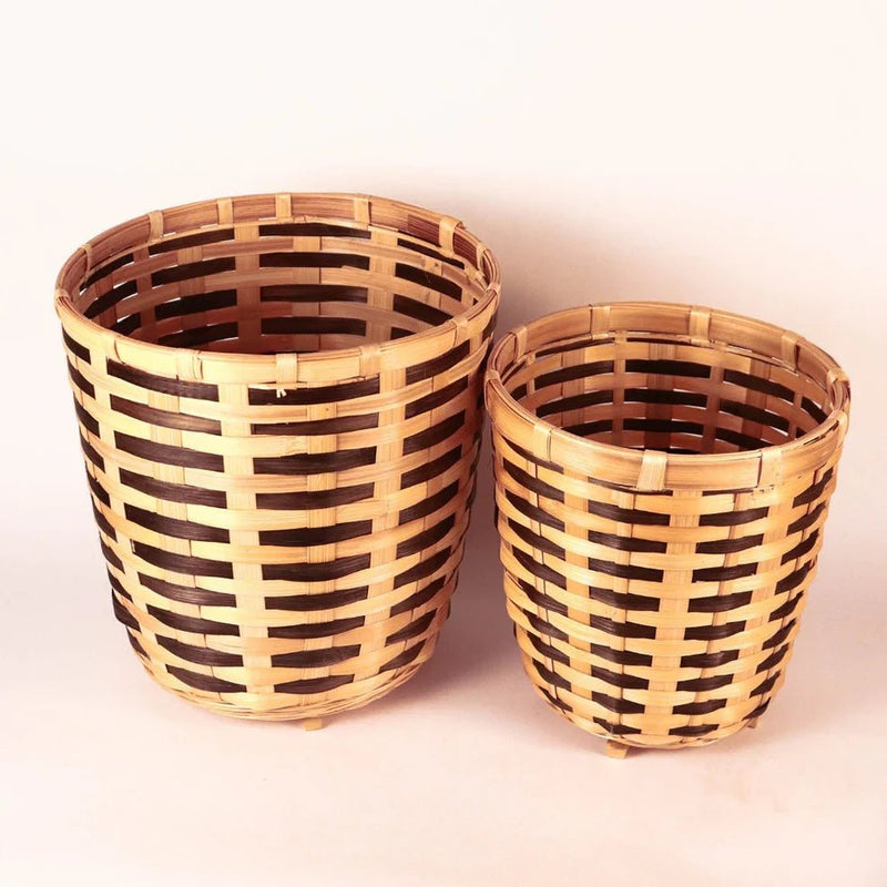 Brown Bamboo Planter Basket - Set of 2 | Verified Sustainable Pots & Planters on Brown Living™