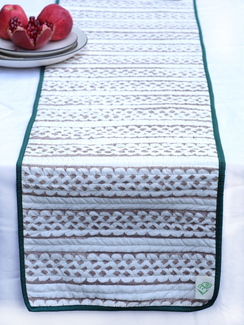 Brown & Green Reversible Organic Cotton Table Runner | Verified Sustainable Table Linens on Brown Living™