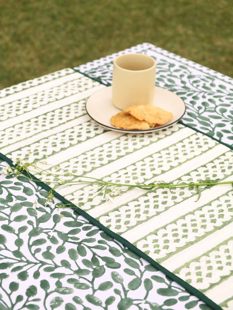 Brown & Green Reversible Organic Cotton Table Runner | Verified Sustainable Table Linens on Brown Living™