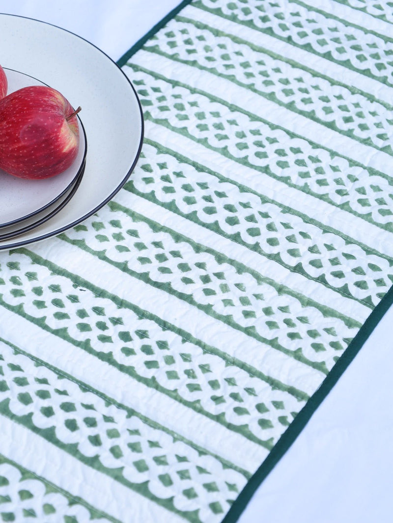 Brown & Green Reversible Organic Cotton Table Runner | Verified Sustainable by Brown Living™