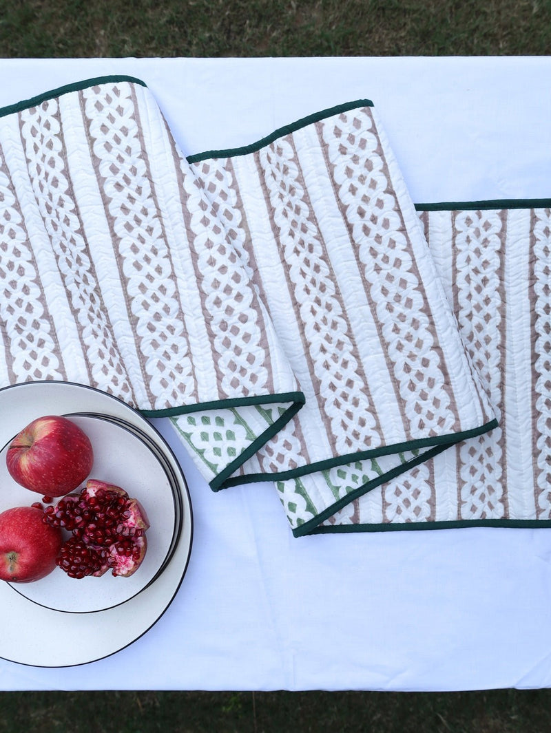 Brown & Green Reversible Organic Cotton Table Runner | Verified Sustainable by Brown Living™