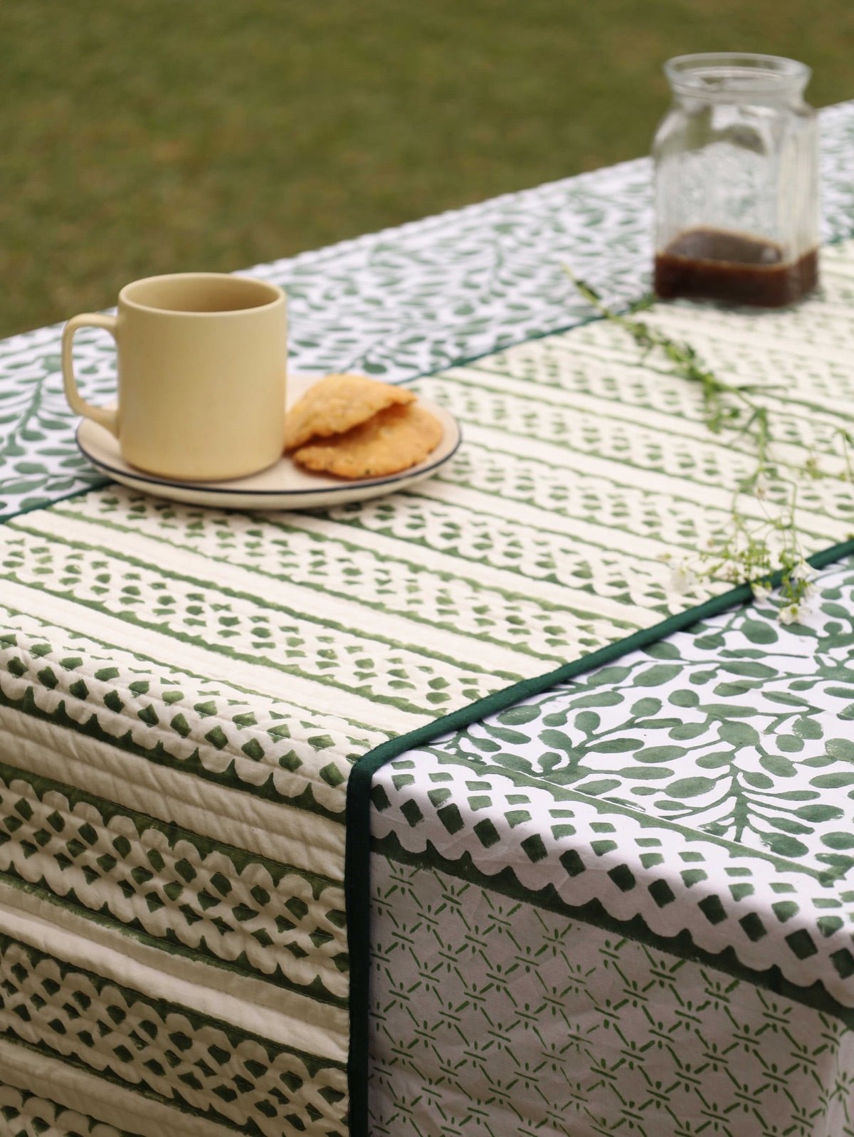 Brown & Green Reversible Organic Cotton Table Runner | Verified Sustainable by Brown Living™