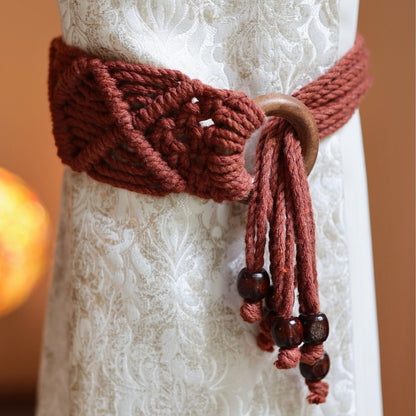 Brown Macrame Ring Curtain Ties | Verified Sustainable by Brown Living™