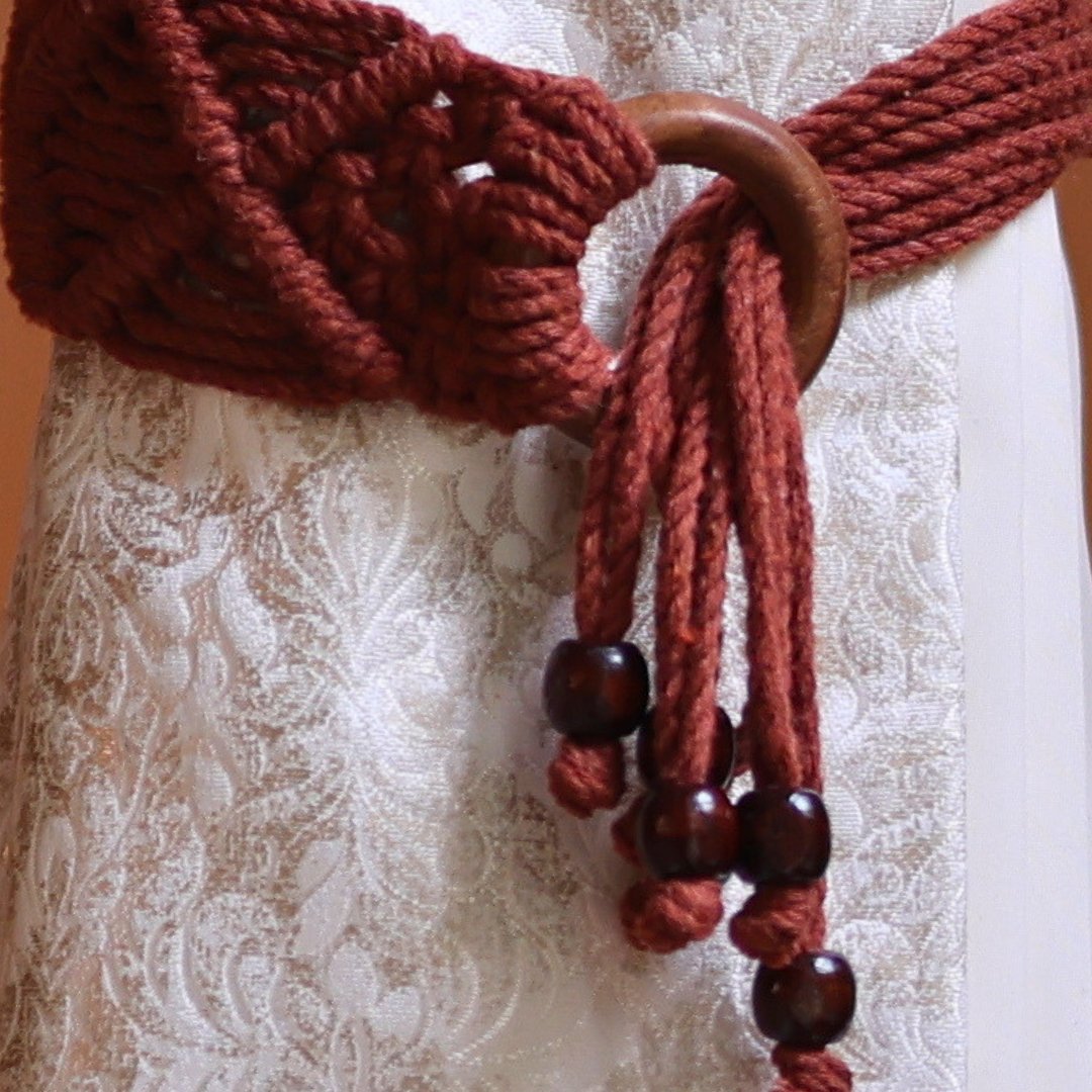 Brown Macrame Ring Curtain Ties | Verified Sustainable by Brown Living™