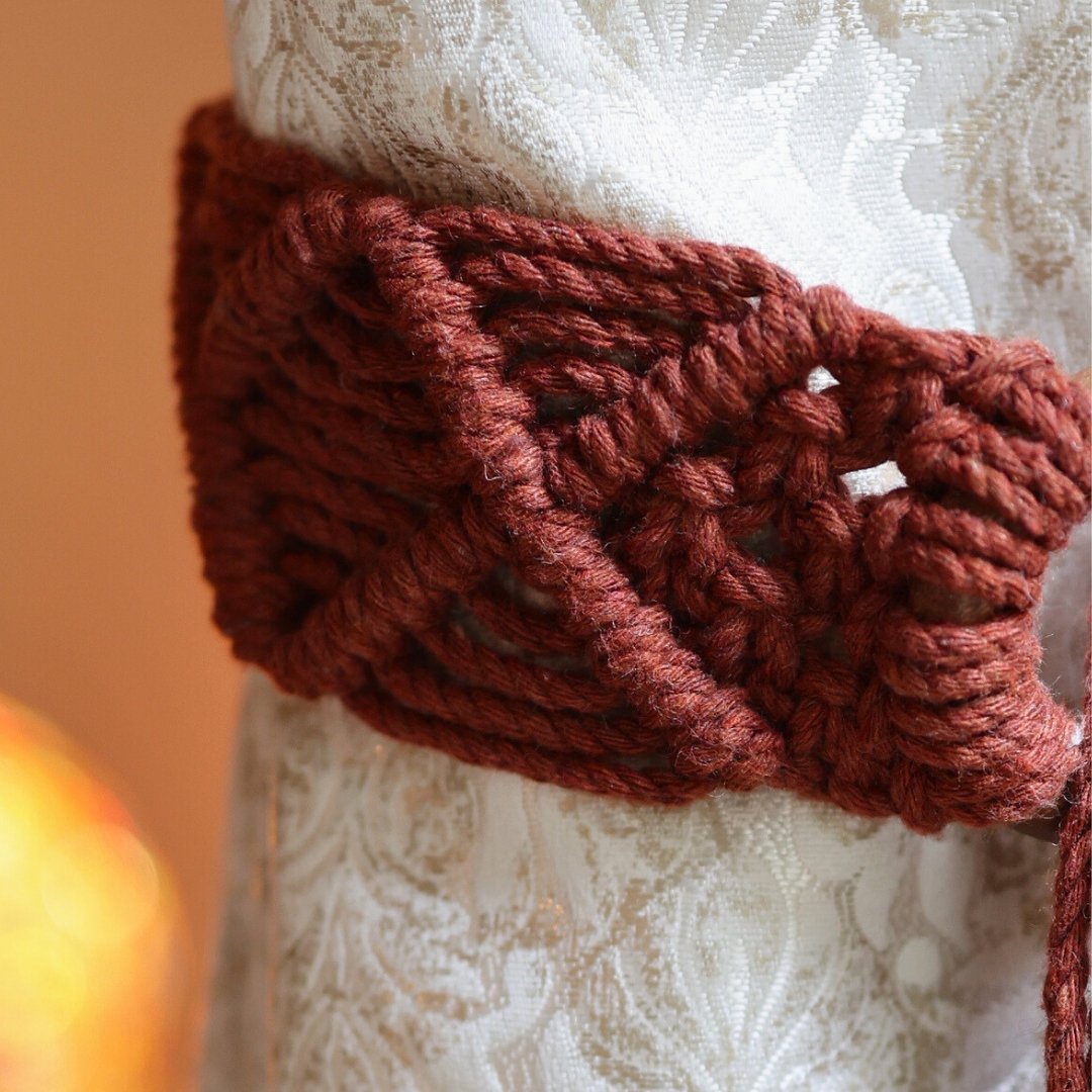 Brown Macrame Ring Curtain Ties | Verified Sustainable by Brown Living™