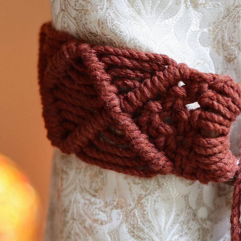 Brown Macrame Ring Curtain Ties | Verified Sustainable Curtains on Brown Living™