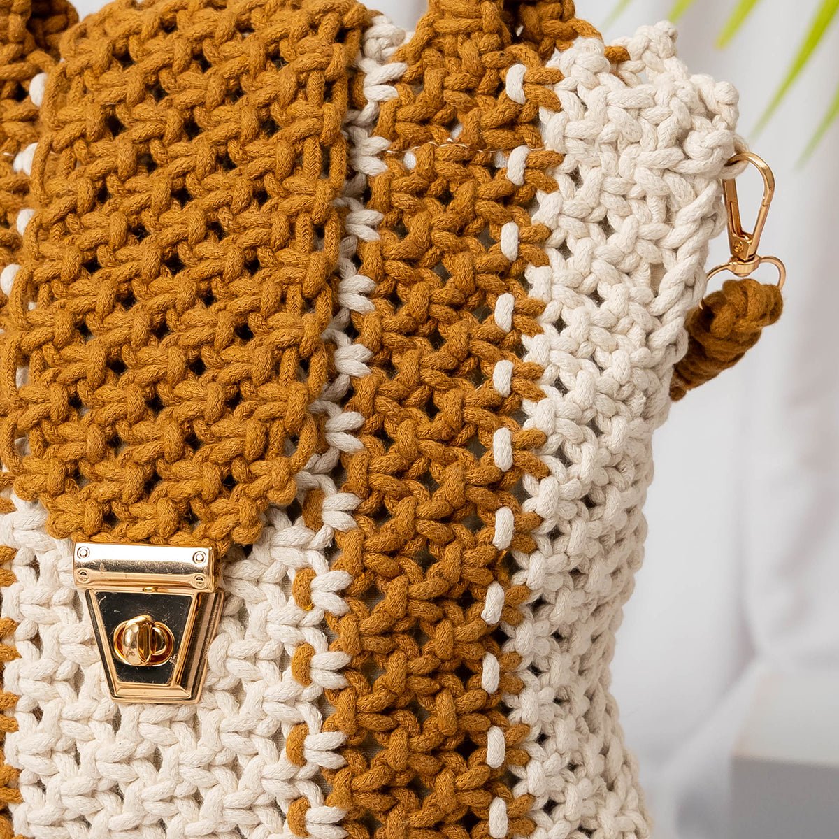 Brown Orchid Crochet Sling Bag | Handmade Shoulder Bag – Handbags on Brown Living™. SKU: AM-MAC-OrchidBrown. Img 4.