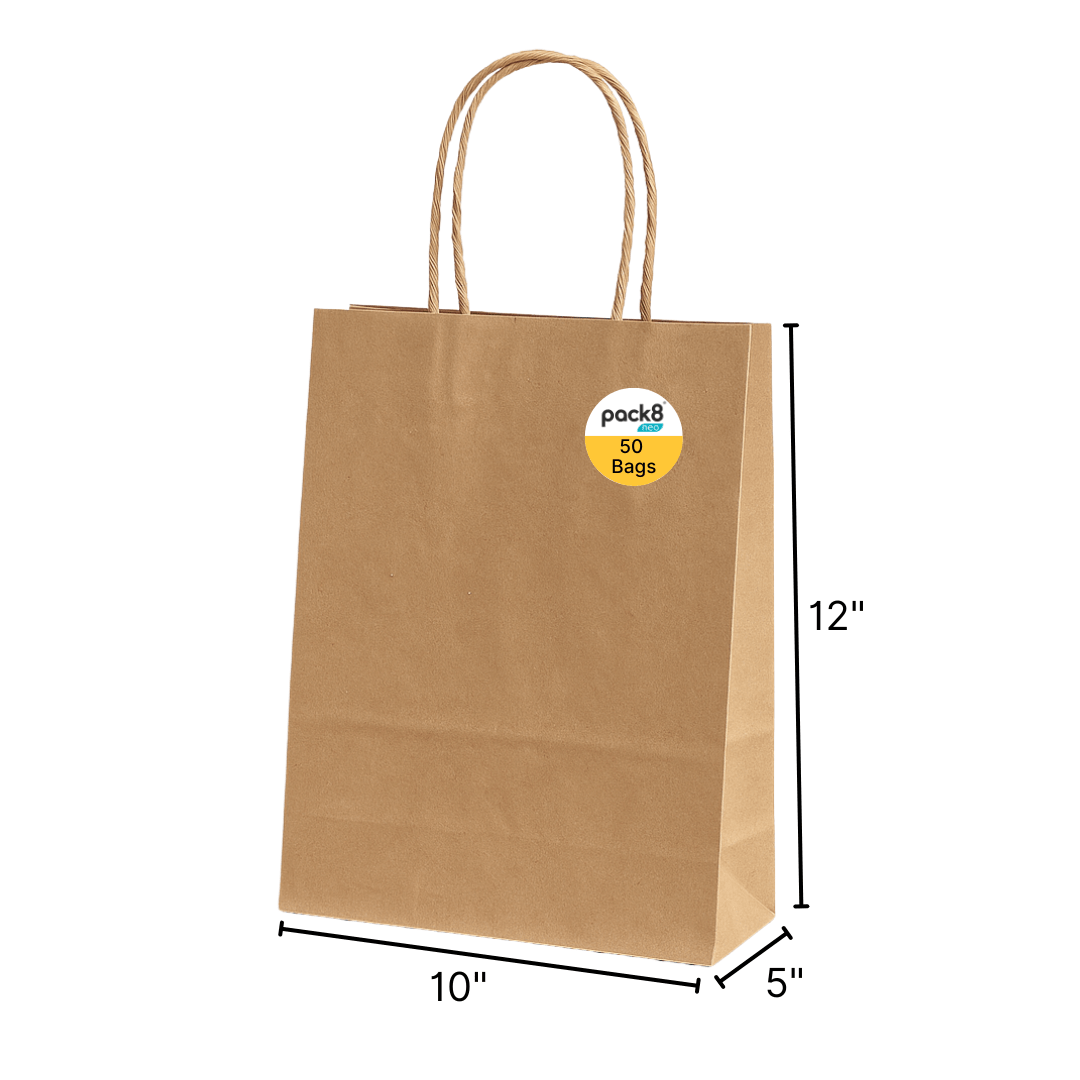 Brown Paper Carrier Bags with Twisted Handles - Pack of 50 – Art & Craft Supplies by Pack8 available on Brown Living™. Large . SKU: PSOTWSL - BRP50. Img 3.