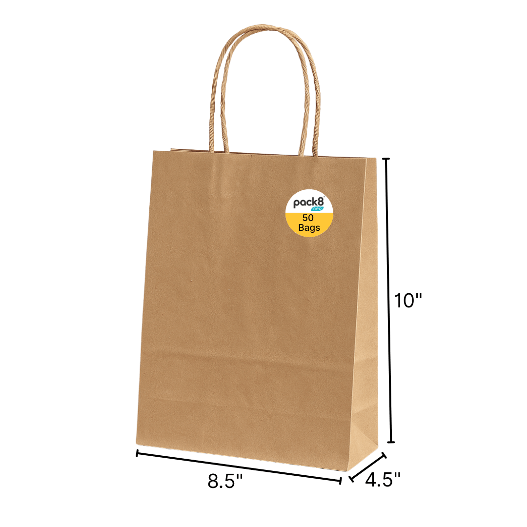 Brown Paper Carrier Bags with Twisted Handles - Pack of 50 – Art & Craft Supplies by Pack8 available on Brown Living™. Medium . SKU: PSOTWSM - BRP50. Img 2.