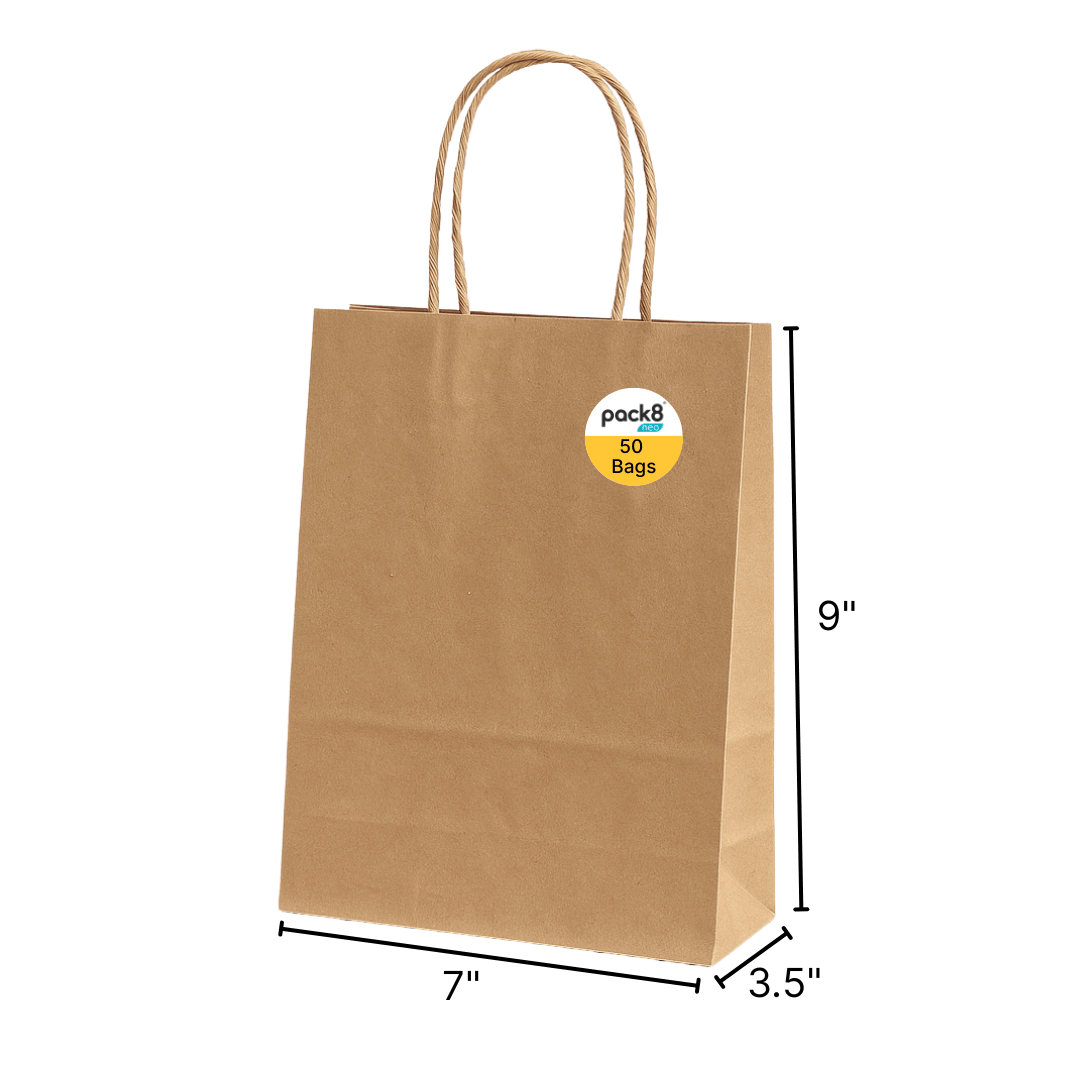 Brown Paper Carrier Bags with Twisted Handles - Pack of 50 – Art & Craft Supplies by Pack8 available on Brown Living™. Small . SKU: PSOTWSS - BRP50. Img 1.
