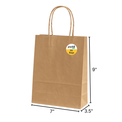 Brown Paper Carrier Bags with Twisted Handles - Pack of 50 – Packing Materials on Brown Living™. SKU: PSOTWSS - BRP50. Img 1.