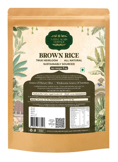 Brown Rice 1kg – Whole Grain High Fiber Healthy Rice – Cereal & Meusli on Brown Living™. SKU: I00003. Img 1.