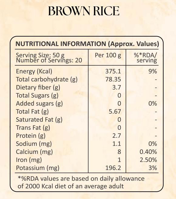 Brown Rice 1kg – Whole Grain High Fiber Healthy Rice – Cereal & Meusli on Brown Living™. SKU: I00003. Img 4.