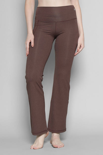 Brown Sienna Flare Yoga Pants for Women – Activewear Bottoms – Sports & Games on Brown Living™. SKU: ELSNSPCXS. Img 4.