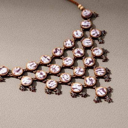 Brown Tie and Dye Repurposed Wood Fabric Necklace Earrings Combo – Womens Earrings on Brown Living™. SKU: JCC043. Img 4.