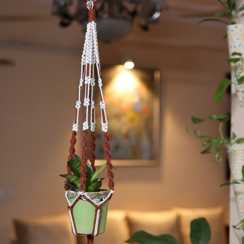 Brown Web Macrame Plant Holder | Verified Sustainable by Brown Living™