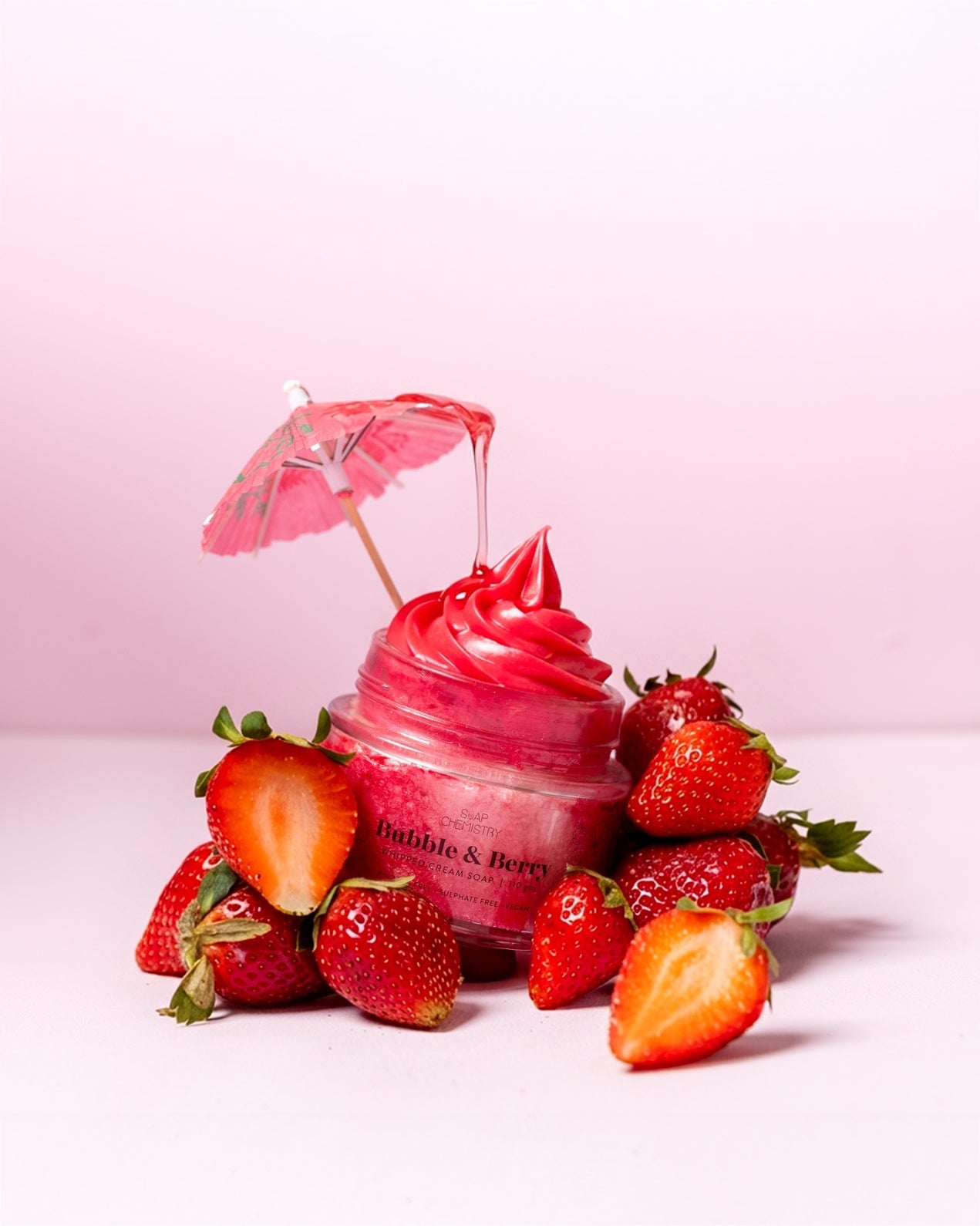 Bubble Gum & Berry Whipped Cream Soap 110g | Moisturizing Bath Soap – Body Soap on Brown Living™. SKU: SC-21. Img 1.
