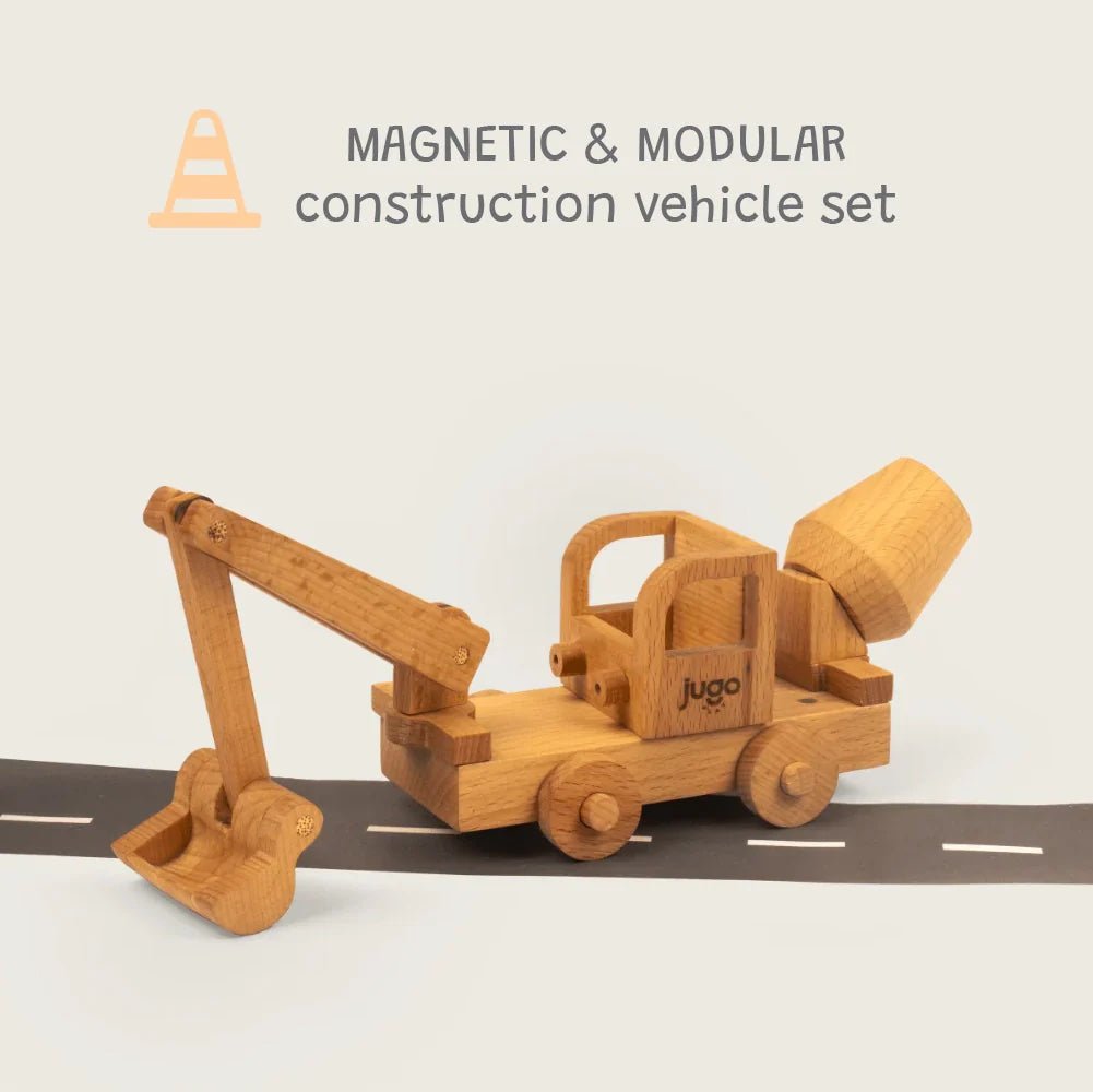 Build - It Construction Vehicles Set of 12 | Wooden Toy Set – Toy Cars on Brown Living™. SKU: JP-12. Img 3.