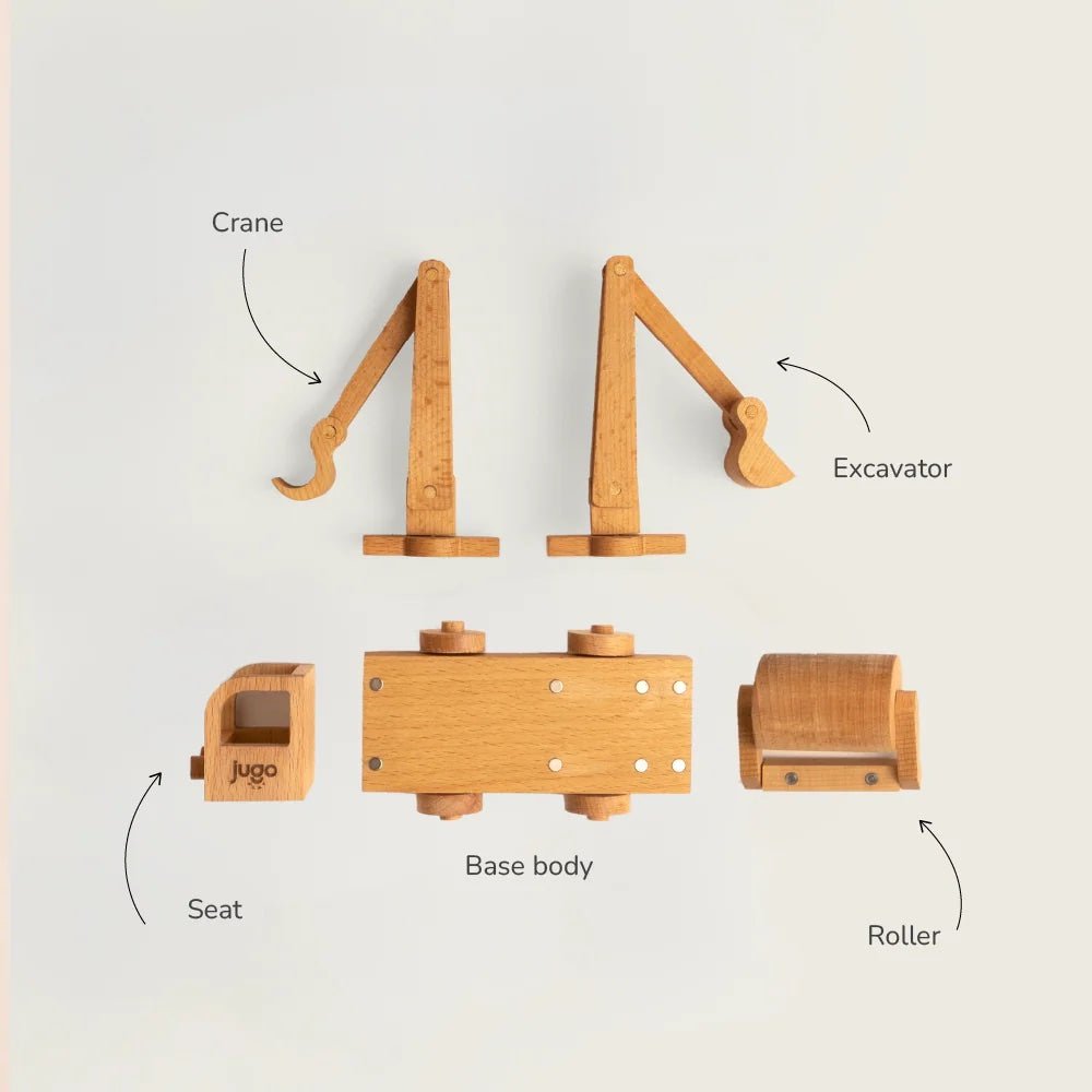 Build - It Construction Vehicles | Wooden Toy Trucks – Toy Cars on Brown Living™. SKU: JP-13. Img 6.