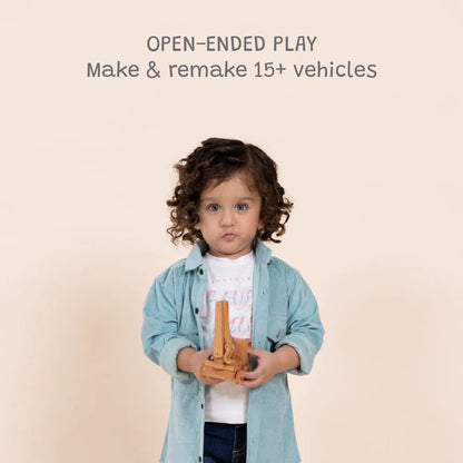 Build - It Construction Vehicles | Wooden Toy Trucks – Toy Cars on Brown Living™. SKU: JP-13. Img 2.