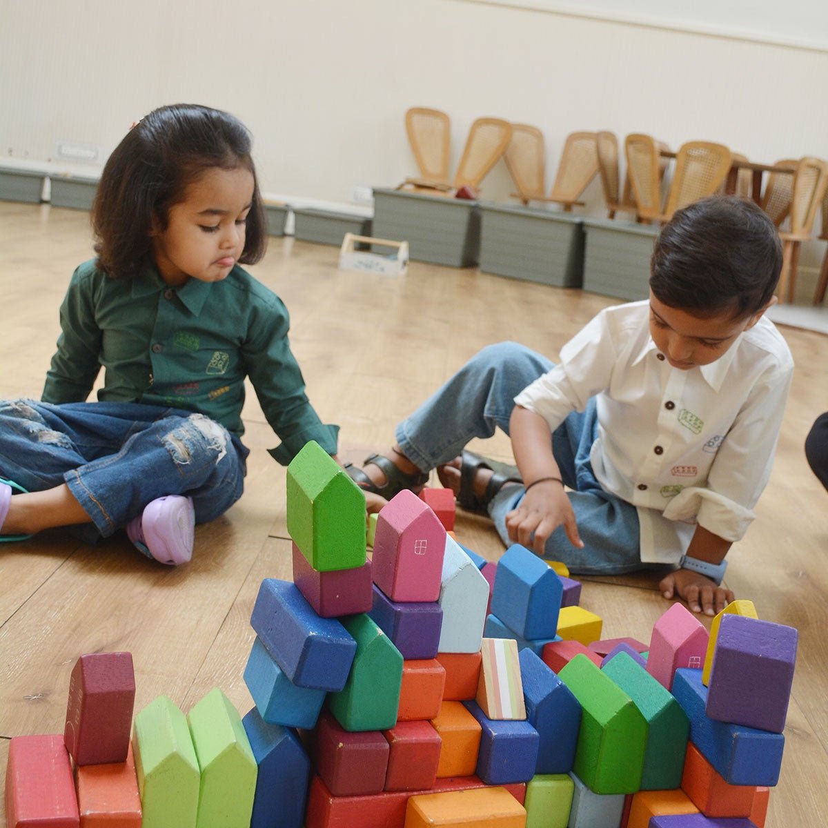 Building Blocks Embroidered Unisex Organic Cotton Shirt - White | Verified Sustainable by Brown Living™