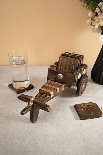 Bullock Cart Coaster - Crafted for Your Favourite Brew – Coasters on Brown Living™. SKU: ANTBCCCFYF. Img 4.