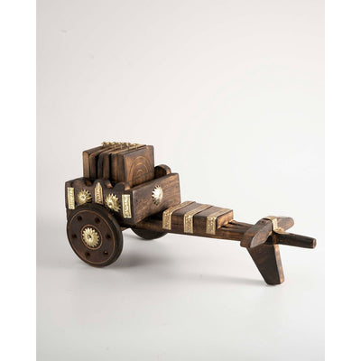 Bullock Cart Coaster - Crafted for Your Favourite Brew – Coasters on Brown Living™. SKU: ANTBCCCFYF. Img 1.