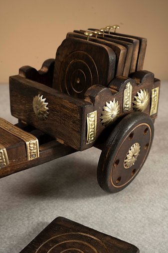 Bullock Cart Coaster - Crafted for Your Favourite Brew – Coasters on Brown Living™. SKU: ANTBCCCFYF. Img 3.