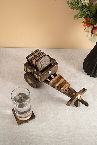 Bullock Cart Coaster - Crafted for Your Favourite Brew – Coasters on Brown Living™. SKU: ANTBCCCFYF. Img 2.