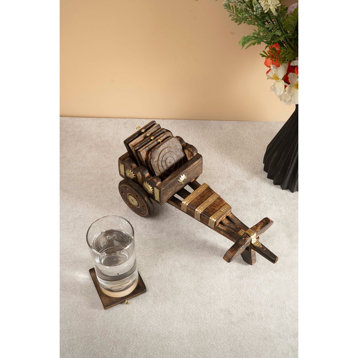 Bullock Cart Coaster - Crafted for Your Favourite Brew – Coasters on Brown Living™. SKU: ANTBCCCFYF. Img 5.