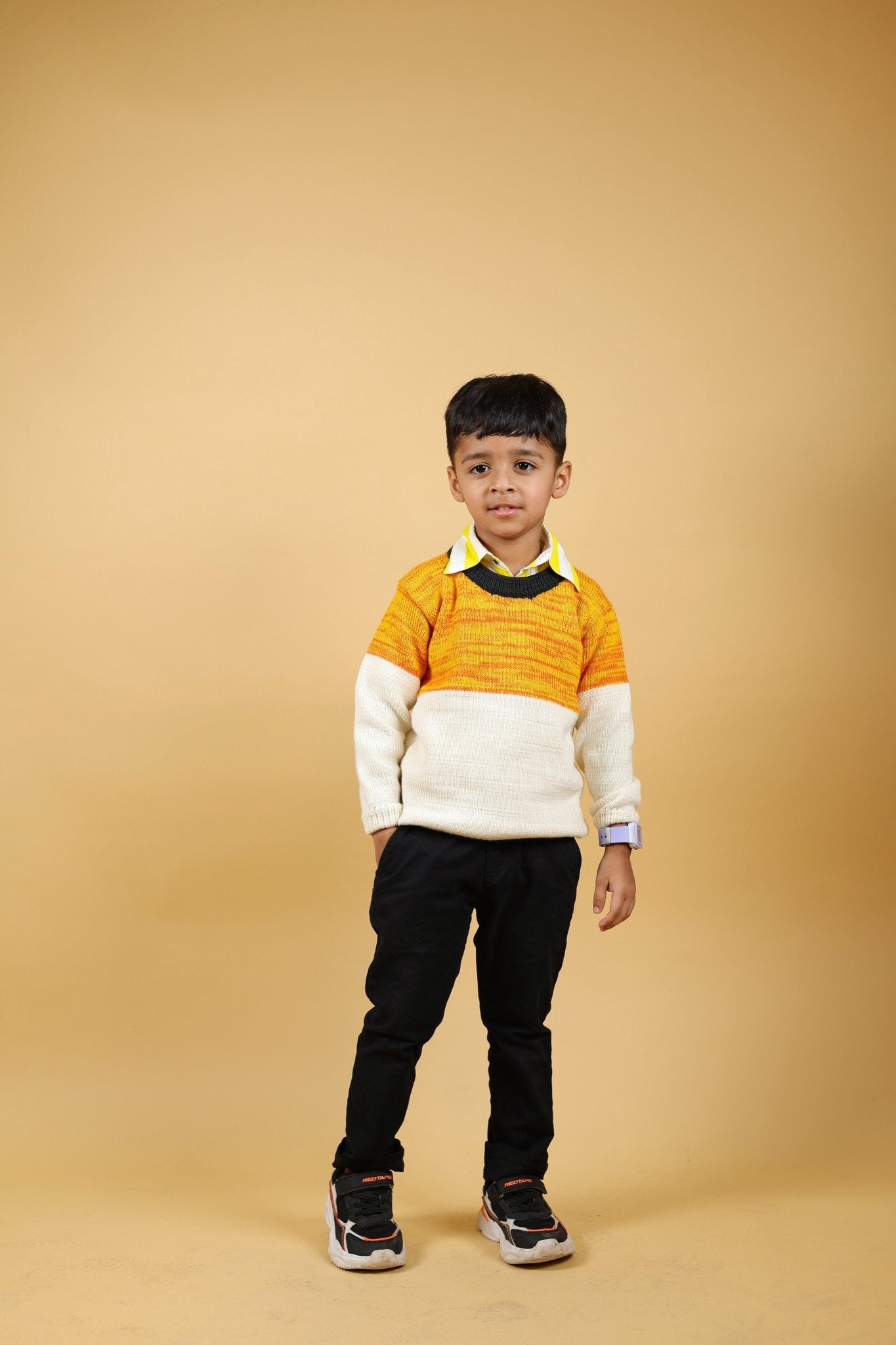 Bumble Bee Merino Wool Baby Sweater – Herbal Dyed & Cozy – Kids Daywear Sets on Brown Living™. SKU: SM23001. Img 4.