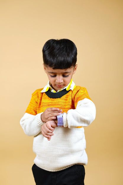 Bumble Bee Merino Wool Baby Sweater – Herbal Dyed & Cozy – Kids Daywear Sets on Brown Living™. SKU: SM23001. Img 2.