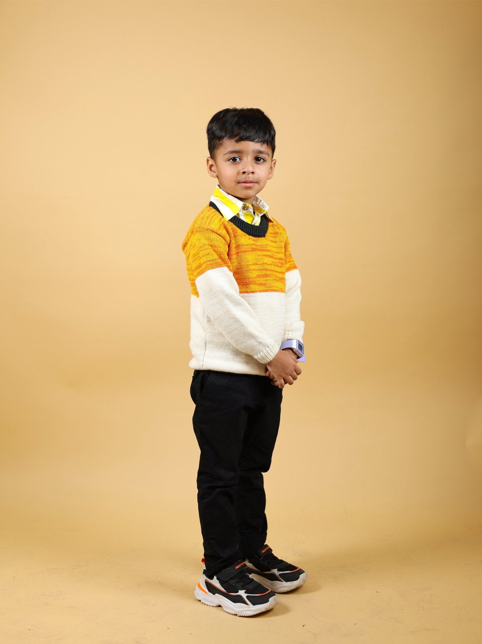 Bumble Bee Merino Wool Baby Sweater – Herbal Dyed & Cozy – Kids Daywear Sets on Brown Living™. SKU: SM23001. Img 1.